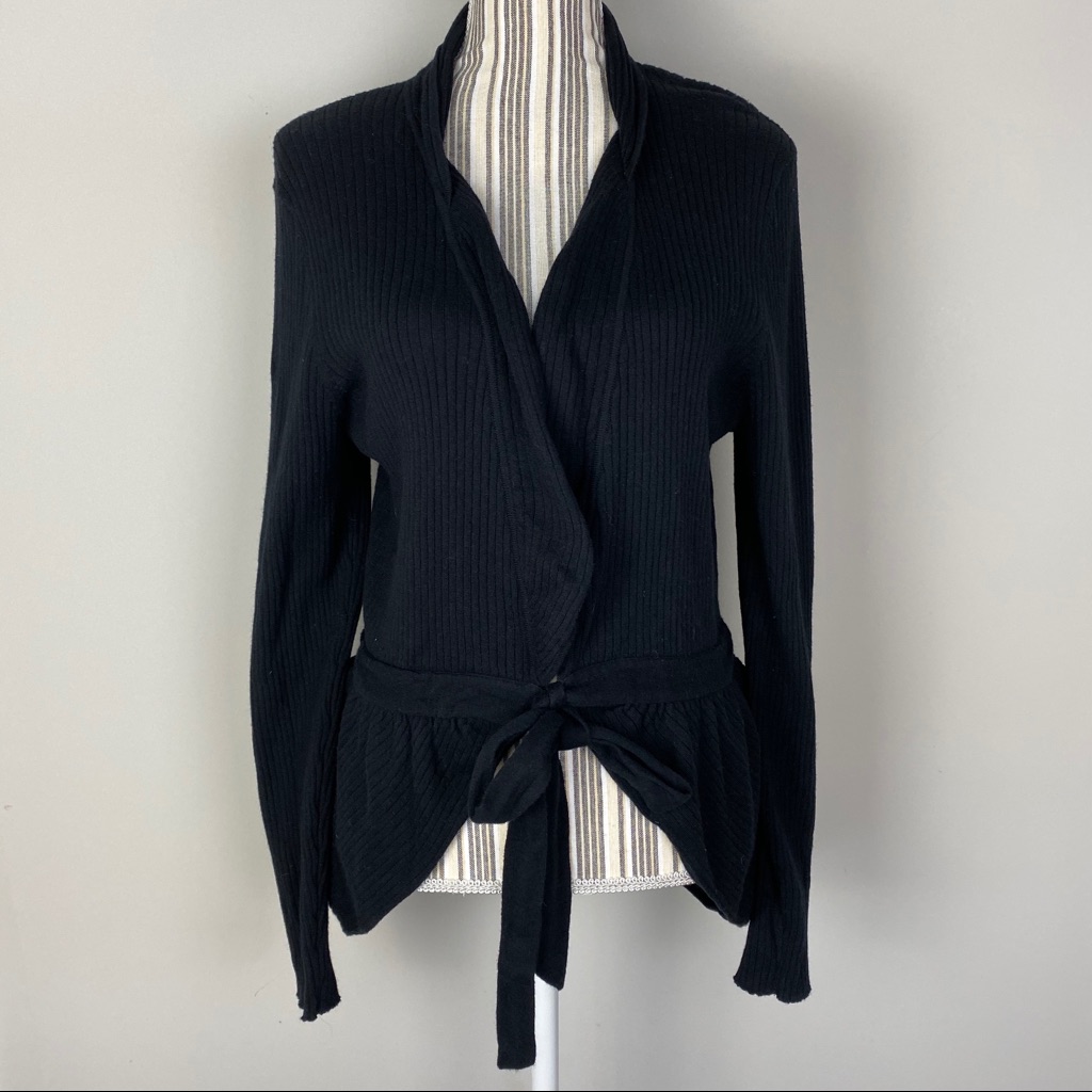 Magaschoni Black Tie Waist Cashmere Cardigan